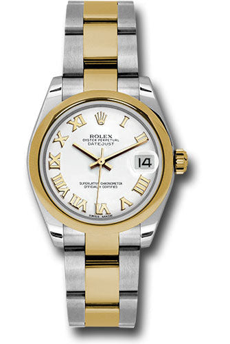 Rolex Steel and Yellow Gold Datejust 31 Watch - Domed Bezel - White Roman Dial - Oyster Bracelet - 178243 wro