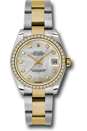 Rolex Steel and Yellow Gold Datejust 31 Watch - 46 Diamond Bezel - Mother-Of-Pearl Diamond Dial - Oyster Bracelet - 178383