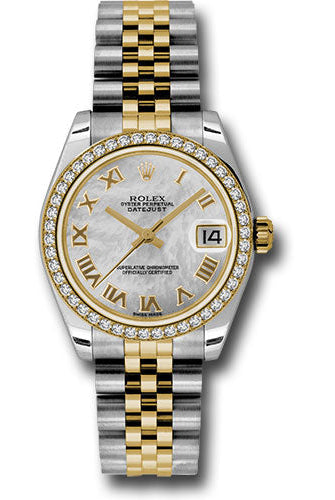 Rolex Steel and Yellow Gold Datejust 31 Watch - 46 Diamond Bezel - Mother-Of-Pearl Roman Dial - Jubilee Bracelet - 178383 mrj