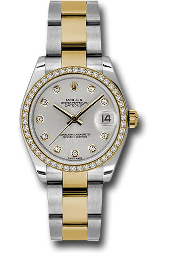Rolex Steel and Yellow Gold Datejust 31 Watch - 46 Diamond Bezel - Silver Diamond Dial - Oyster Bracelet - 178383 sdo