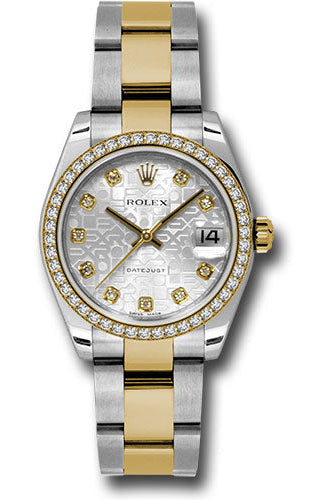 Rolex Steel and Yellow Gold Datejust 31 Watch - 46 Diamond Bezel - Silver Jubilee Diamond Dial - Oyster Bracelet - 178383