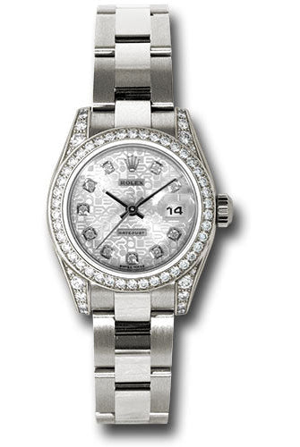 Rolex White Gold Lady-Datejust 26 Watch - 42 Diamond Bezel - Silver Jubilee Diamond Dial - Oyster Bracelet - 179159 sjdo