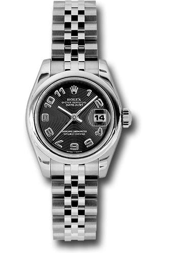 Rolex Steel Lady-Datejust 26 Watch - Domed Bezel - Black Concentric Arabic Dial - Jubilee Bracelet - 179160 bkcaj