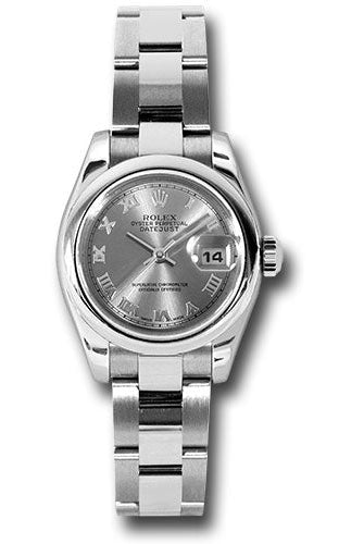 Rolex Steel Lady-Datejust 26 Watch - Domed Bezel - Rhodium Roman Dial - Oyster Bracelet - 179160 rro