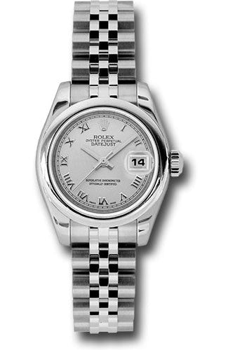 Rolex Steel Lady-Datejust 26 Watch - Domed Bezel - Silver Roman Dial - Jubilee Bracelet - 179160 srj