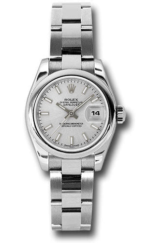 Rolex Steel Lady-Datejust 26 Watch - Domed Bezel - Silver Index Dial - Oyster Bracelet - 179160 sso