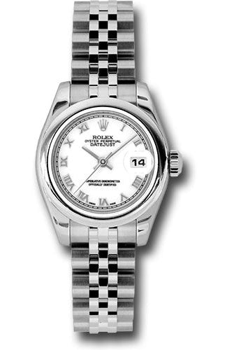 Rolex Steel Lady-Datejust 26 Watch - Domed Bezel - White Roman Dial - Jubilee Bracelet - 179160 wrj