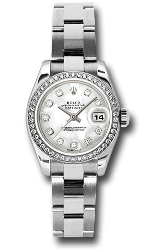 Rolex Steel and White Gold Lady-Datejust 26 Watch - 46 Diamond Bezel - Mother-Of-Pearl Diamond Dial - Oyster Bracelet -