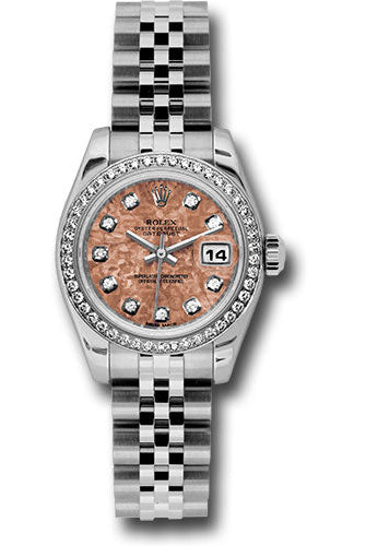 Rolex Steel and White Gold Lady-Datejust 26 Watch - 46 Diamond Bezel - Pink Gold Crystal Diamond Dial - Jubilee Bracelet -
