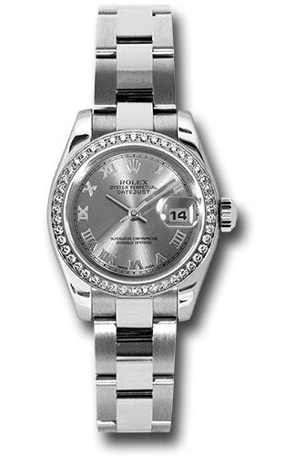 Rolex Steel and White Gold Lady Datejust 26 Watch - 46 Diamond Bezel - Rhodium Roman Dial - Oyster Bracelet - 179384 rro