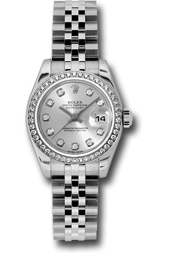 Rolex Steel and White Gold Lady Datejust 26 Watch - 46 Diamond Bezel - Silver Diamond Dial - Jubilee Bracelet - 179384 sdj