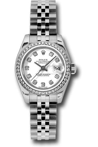 Rolex Steel and White Gold Lady-Datejust 26 Watch - 46 Diamond Bezel - White Diamond Dial - Jubilee Bracelet - 179384 wdj