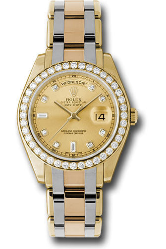 Rolex Yellow Gold Day-Date Special Edition 39 Watch - 40 Diamond Bezel - Champagne Diamond Dial - 18948tri chd