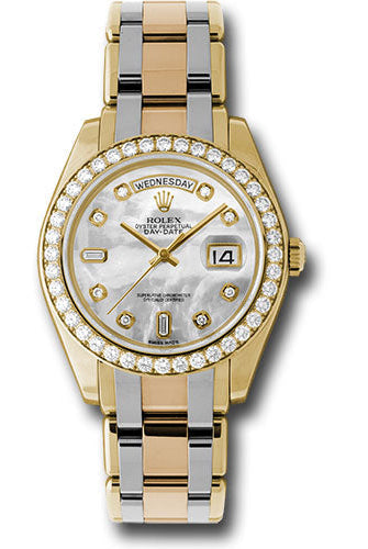 Rolex Yellow Gold Day-Date Special Edition 39 Watch - 40 Diamond Bezel - Mother-Of-Pearl Diamond Dial - 18948tri md