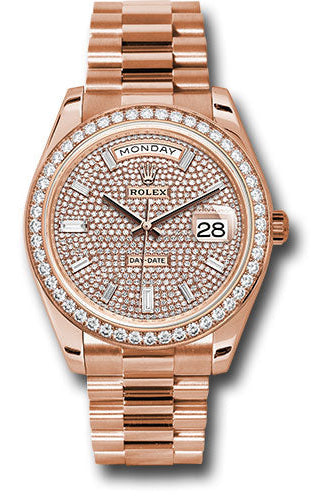 Rolex Everose Gold Day-Date 40 Watch - Everose Gold Bezel - Diamond Paved Dial - President Bracelet - 228345RBR dpbdp