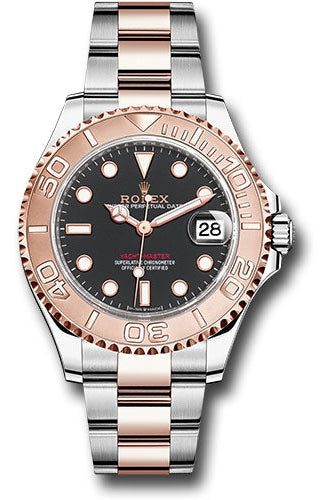 Rolex Steel and Everose Gold Rolesor Yacht-Master 37 Watch - Black Dial - Oyster Bracelet - 268621 bko