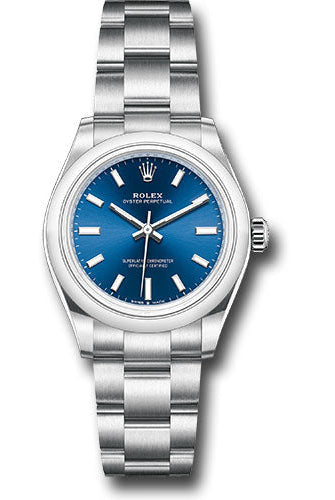 Rolex Oyster Perpetual 31 Watch - Domed Bezel - Blue Index Dial - Oyster Bracelet - 277200 bluio