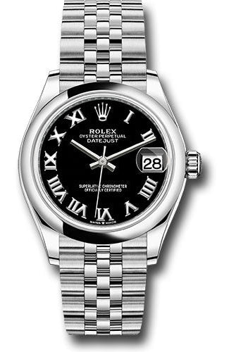 Rolex Steel and White Gold Datejust 31 Watch - Domed Bezel - Black Roman Dial - Jubilee Bracelet - 278240 bkrj