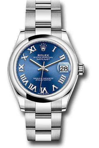 Rolex Steel and White Gold Datejust 31 Watch - Domed Bezel - Blue Roman Dial - Oyster Bracelet - 2021 Release - 278240 blro