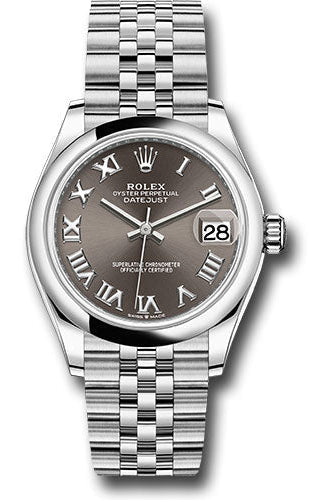 Rolex Steel and White Gold Datejust 31 Watch - Domed Bezel - Dark Grey Roman Dial - Jubilee Bracelet - 278240 dkgrj