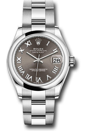 Rolex Steel and White Gold Datejust 31 Watch - Domed Bezel - Dark Grey Roman Dial - Oyster Bracelet - 278240 dkgro