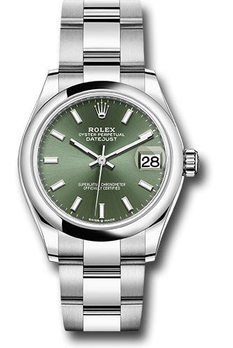 Rolex Steel and White Gold Datejust 31 Watch - Domed Bezel - Mint Green Index Dial - Oyster Bracelet - 278240 mgio