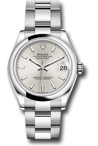 Rolex Steel and White Gold Datejust 31 Watch - Domed Bezel - Silver Index Dial - Oyster Bracelet - 278240 sio