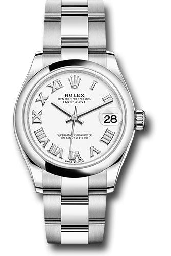 Rolex Steel and White Gold Datejust 31 Watch - Domed Bezel - White Roman Dial - Oyster Bracelet - 278240 wro