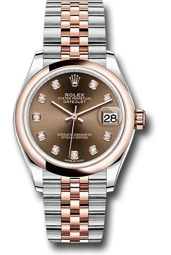 Rolex Steel and Everose Gold Datejust 31 Watch - Domed Bezel - White Roman Dial - Jubilee Bracelet - 278241 chodj