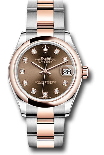 Rolex Steel and Everose Gold Datejust 31 Watch - Domed Bezel - White Roman Dial - Oyster Bracelet - 278241 chodo