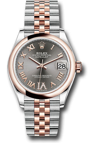 Rolex Steel and Everose Gold Datejust 31 Watch - Domed Bezel - Mother-Of-Pearl Diamond Dial - Jubilee Bracelet - 278241
