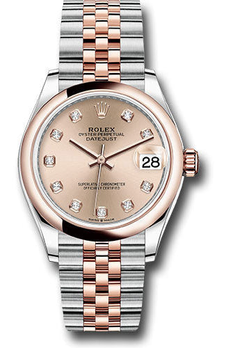 Rolex Steel and Everose Gold Datejust 31 Watch - Domed Bezel - Chocolate Diamond Dial - Jubilee Bracelet - 278241 rodj