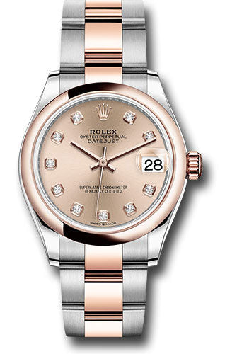 Rolex Steel and Everose Gold Datejust 31 Watch - Domed Bezel - Chocolate Diamond Dial - Oyster Bracelet - 278241 rodo
