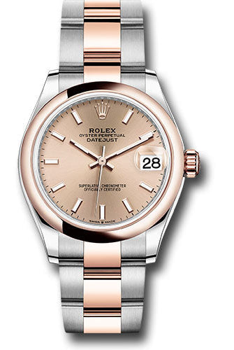 Rolex Steel and Everose Gold Datejust 31 Watch - Domed Bezel - RosŽ Roman Dial - Oyster Bracelet - 278241 roio