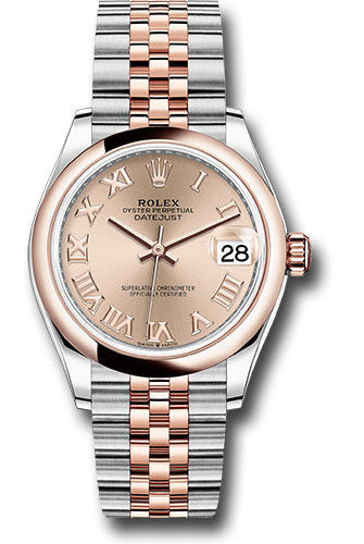 Rolex Steel and Everose Gold Datejust 31 Watch - Domed Bezel - Dark Rhodium Index Dial - Jubilee Bracelet - 278241 rorj