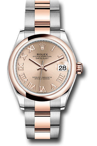Rolex Steel and Everose Gold Datejust 31 Watch - Domed Bezel - Dark Rhodium Index Dial - Oyster Bracelet - 278241 roro