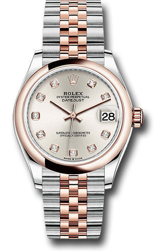 Rolex Steel and Everose Gold Datejust 31 Watch - Domed Bezel - Rose Diamond Dial - Jubilee Bracelet - 278241 sdj