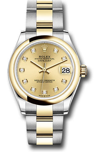 Rolex Steel and Yellow Gold Datejust 31 Watch - Domed Bezel - Champagne Diamond Dial - Oyster Bracelet - 278243 chdo