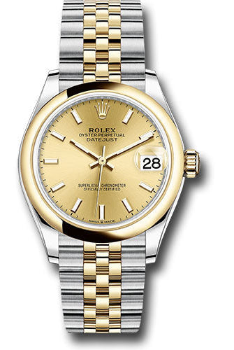Rolex Steel and Yellow Gold Datejust 31 Watch - Domed Bezel - Champagne Index Dial - Jubilee Bracelet - 278243 chij