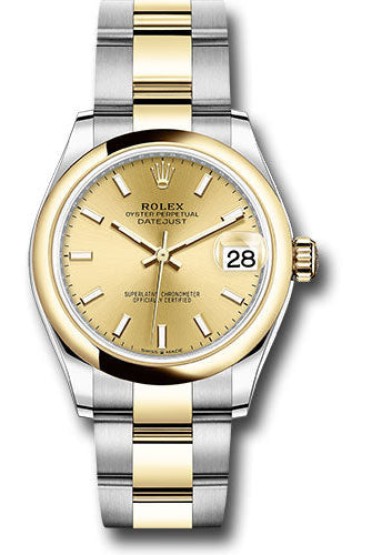 Rolex Steel and Yellow Gold Datejust 31 Watch - Domed Bezel - Champagne Index Dial - Oyster Bracelet - 278243 chio