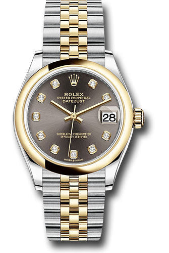 Rolex Steel and Yellow Gold Datejust 31 Watch - Domed Bezel - Dark Grey Diamond Dial - Jubilee Bracelet - 278243 dkgdj