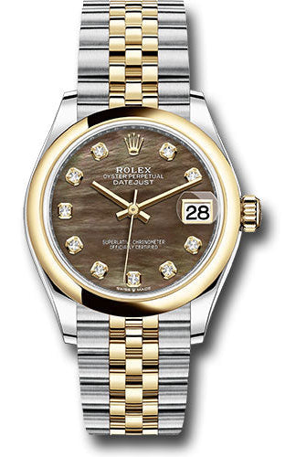 Rolex Steel and Yellow Gold Datejust 31 Watch - Domed Bezel - Dark Mother-of-Pearl Diamond Dial - Jubilee Bracelet - 278243
