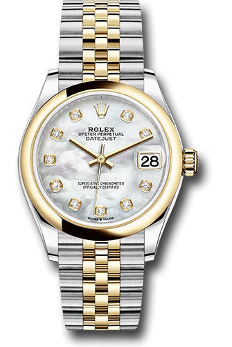 Rolex Steel and Yellow Gold Datejust 31 Watch - Domed Bezel - Mother-of-Pearl Diamond Dial - Jubilee Bracelet - 278243 mdj