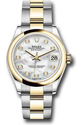 Rolex Steel and Yellow Gold Datejust 31 Watch - Domed Bezel - Mother-of-Pearl Diamond Dial - Oyster Bracelet - 278243 mdo