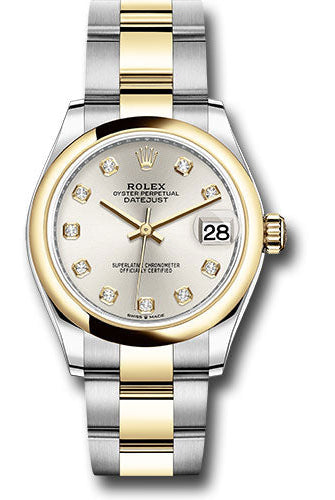 Rolex Steel and Yellow Gold Datejust 31 Watch - Domed Bezel - Silver Diamond Dial - Oyster Bracelet - 278243 sdo