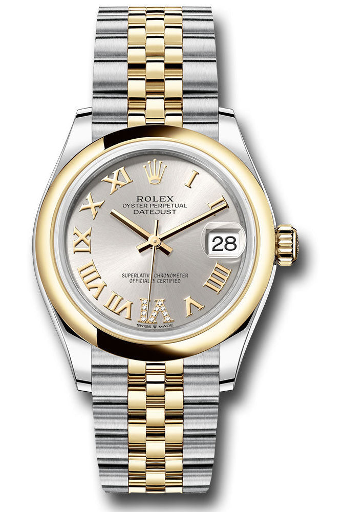 Rolex Steel and Yellow Gold Datejust 31 Watch - Domed Bezel - Silver Diamond Roman Six Dial - Jubilee Bracelet - 278243 sdr6j