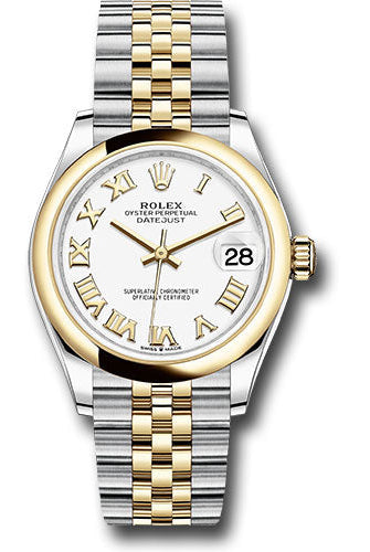 Rolex Steel and Yellow Gold Datejust 31 Watch - Domed Bezel - White Roman Dial - Jubilee Bracelet - 278243 wrj