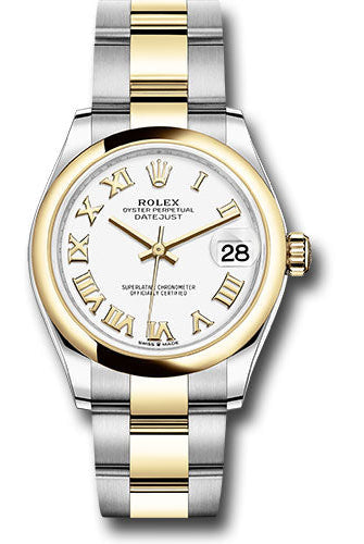 Rolex Steel and Yellow Gold Datejust 31 Watch - Domed Bezel - White Roman Dial - Oyster Bracelet - 278243 wro