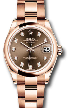 Rolex Everose Gold Datejust 31 Watch - Domed Bezel - Chocolate Diamond Dial - Oyster Bracelet - 278245 chodo