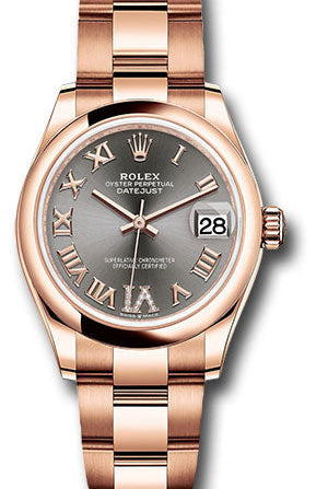 Rolex Everose Gold Datejust 31 Watch - Domed Bezel - Rhodium Diamond Six Dial - Oyster Bracelet - 278245 dkrhdr6o